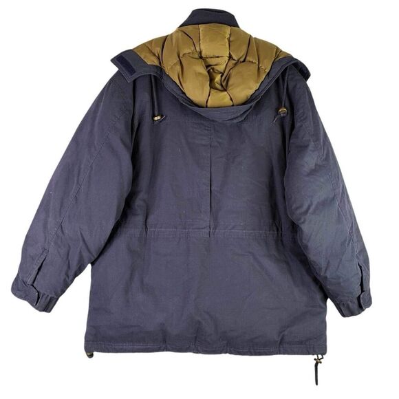 Vintage Woolrich Jacket L Large Blue Puffer Hooded Down Parka USA Button Zip - Picture 3 of 13